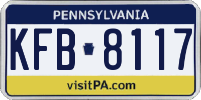 PA license plate KFB8117
