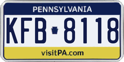 PA license plate KFB8118