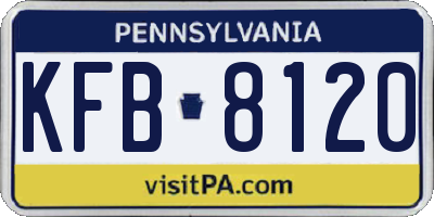 PA license plate KFB8120