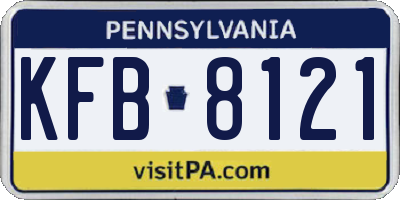 PA license plate KFB8121