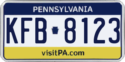 PA license plate KFB8123