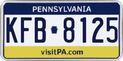 PA license plate KFB8125
