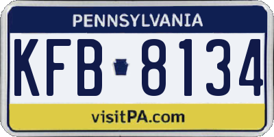 PA license plate KFB8134