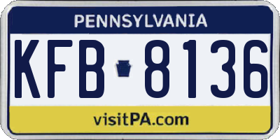 PA license plate KFB8136