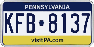 PA license plate KFB8137