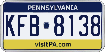 PA license plate KFB8138