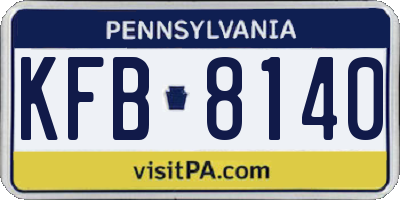 PA license plate KFB8140