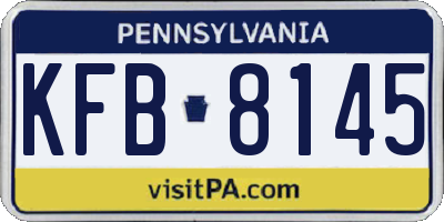 PA license plate KFB8145