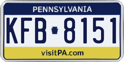 PA license plate KFB8151