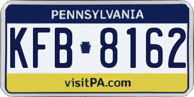 PA license plate KFB8162