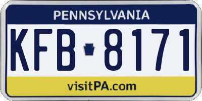 PA license plate KFB8171