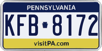 PA license plate KFB8172