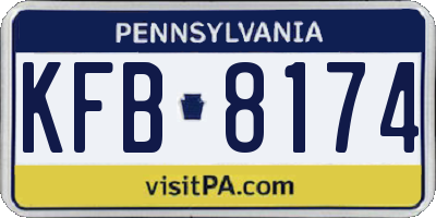 PA license plate KFB8174