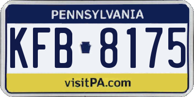 PA license plate KFB8175