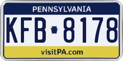PA license plate KFB8178