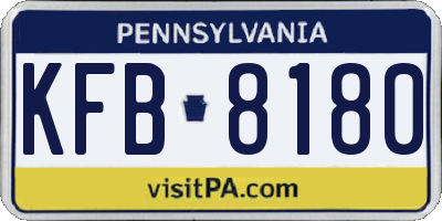 PA license plate KFB8180