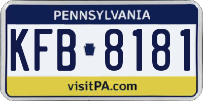 PA license plate KFB8181