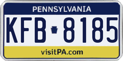 PA license plate KFB8185