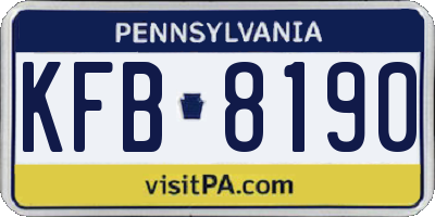 PA license plate KFB8190