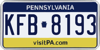 PA license plate KFB8193