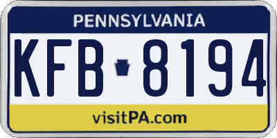 PA license plate KFB8194