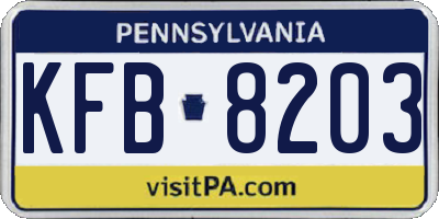 PA license plate KFB8203