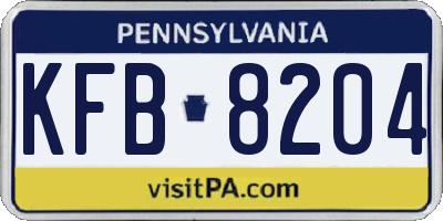 PA license plate KFB8204