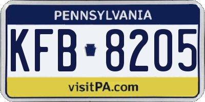 PA license plate KFB8205