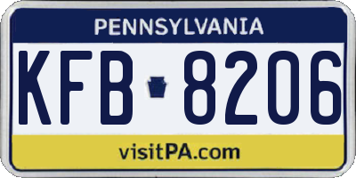 PA license plate KFB8206