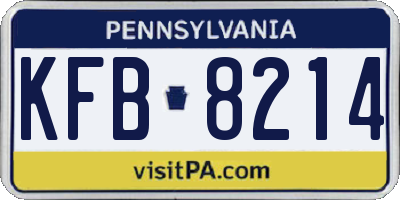 PA license plate KFB8214