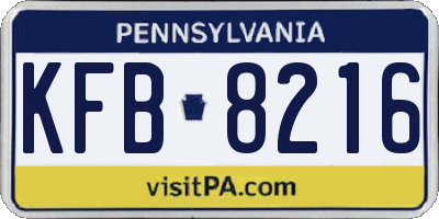PA license plate KFB8216