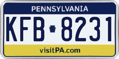 PA license plate KFB8231