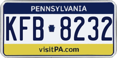PA license plate KFB8232