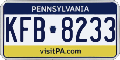 PA license plate KFB8233