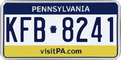 PA license plate KFB8241