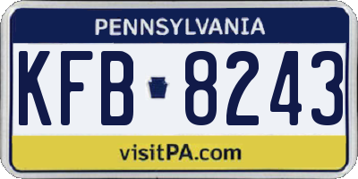 PA license plate KFB8243