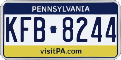 PA license plate KFB8244