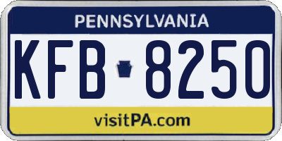 PA license plate KFB8250
