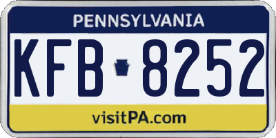 PA license plate KFB8252