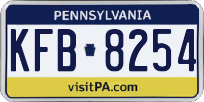 PA license plate KFB8254