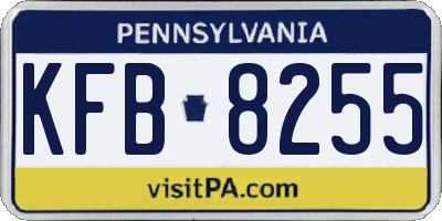 PA license plate KFB8255