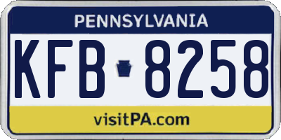 PA license plate KFB8258