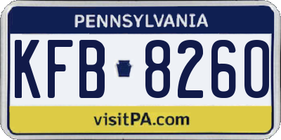 PA license plate KFB8260