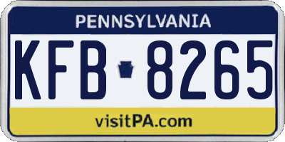 PA license plate KFB8265