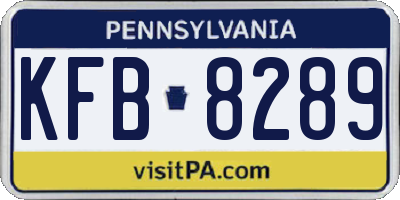 PA license plate KFB8289