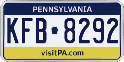 PA license plate KFB8292
