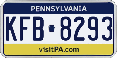 PA license plate KFB8293