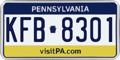 PA license plate KFB8301