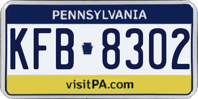 PA license plate KFB8302