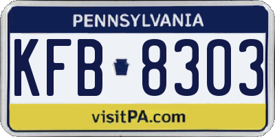 PA license plate KFB8303